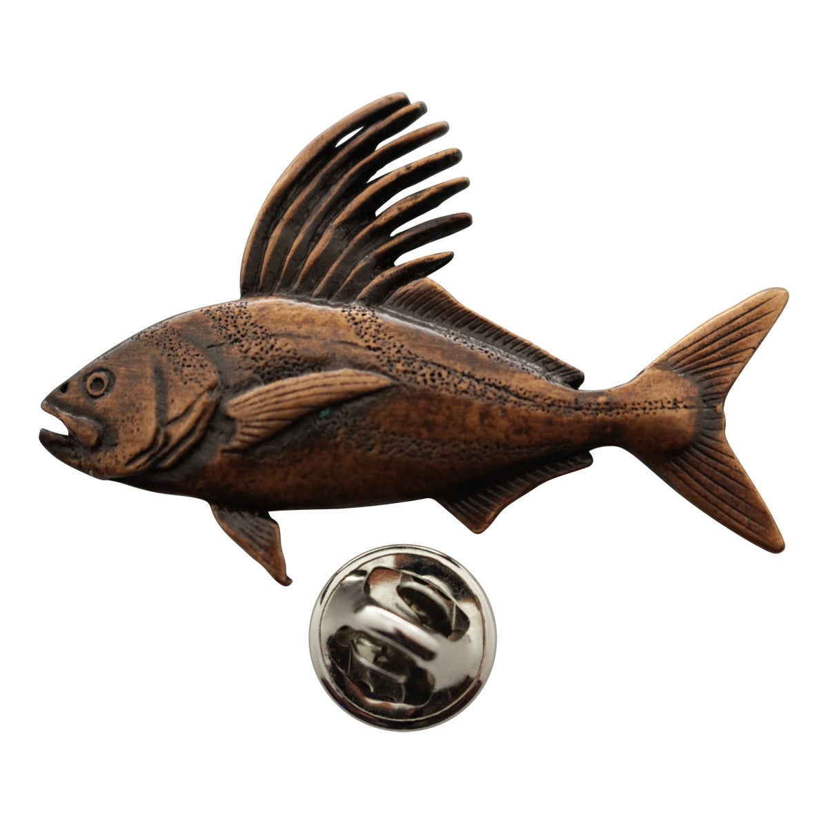 Roosterfish Pin ~ Antiqued Copper ~ Lapel Pin ~ Sarah's Treats & Treasures